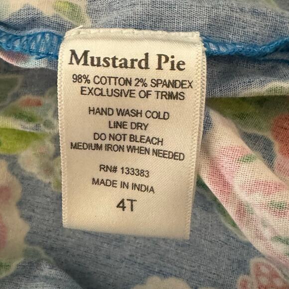 Mustard Pie Little Girls Size 4T Circle Twirly Dress Ruffles Floral Pink Blue - Picture 2 of 7